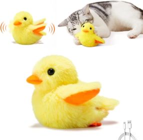 Potaroma Cat Toys Rechargeable Flapping Duck 4" with SilverVine Catnip; Lifelike Quack Chirping; Beating Wings Cat Kicker Toys; Touch Activated K