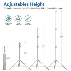 2.4-3.2M Tripod for Phone Mobilephone Selfie Stick Adjustable Light Stand 1/4 Screw Head Photo Studio Flashes Photograph Softbox