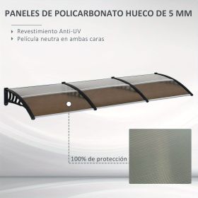 38" x 117" Polycarbonate Window Door Awning Canopy, UPF 50+ Sun Protection for Entry Door, Outdoor Window Cover, UV, Rain, Snow Shield