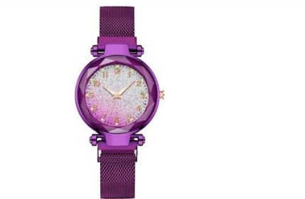 Women's Shiny Literal Iron Band Watch (Color: Purple)