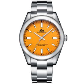 Automatic Mechanical Luminous Steel Band Watch (Color: Yellow)