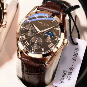 Men's Automatic Movement Luminous Watch (Color: Gold shell brown with black)