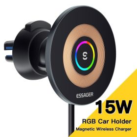 Essager 15W QI Car Wireless Charger Phone Holder Mount For iPhone 14 13 12 Pro Max Wireless Fast Charging Phone Holder Charger (Color: Black Type A)