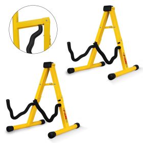 5 CORE Double Guitar Stand Floor 2Pcs Adjustable Heavy Duty A Frame Universal Folding Acoustic Electric Bass Mandolin Banjo Violin Holder Stands (SKU: GSS YLW 2PCS)