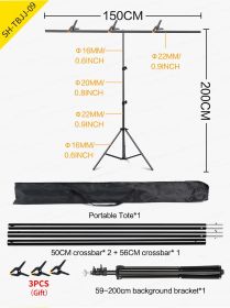 SH 200cmX200cm T-shape Backdrop Stand Photo Background For Photo Studio Photography Green Screen Chromakey (Color: 1.5x2M Clip random)