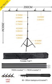 T-Shape Portable Background Stand Kit Adjustable Photography Background Photo Backdrop Frame with Spring Clamps For Photo Studio (Color: 2x2.6M Clip random)