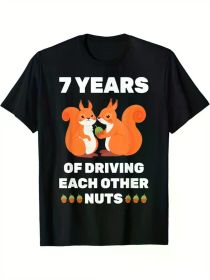 7th 7-Year Wedding Anniversary Funny Couple Him Her T-ShirtRegular-Fit, Comfortable & fashionable (Color: Black, size: S)