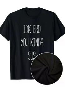 IDK Bro You Kinda Sus Gaming Meme Impostor Funny Gamer Men's Cotton Short Sleeve Casual Round Neck Top Comfortable Stylish with Humorous graphic (Color: Black, size: M)