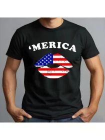 Men's Retro American Flag Graphic T-Shirt - Patriotic Short Sleeve Tee for 4th of July, Independence Day, and USA Pride (Color: Black, size: XXXL)