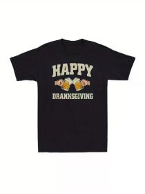 Happy Dranksgiving Shirt Funny Thanksgiving Day Beer Drinking Lovers T-ShirtFamily T-Shirt (Color: Black, size: S)